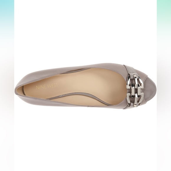 Nine West Gray Amedea Peep-Toe Ballet Flats Size 7 - Picture 3 of 11